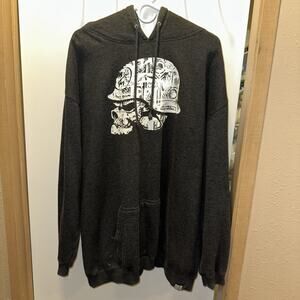 VTG Metal Mulisha Sweater Mens 2XL Gray Skull Graphic Print Hoodie Pullover Y2K